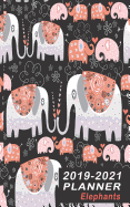 2019-2021 Planner Elephants: Small Weekly 3-Year Organizer Notebook - Elephants on Gray