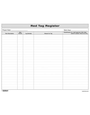 5s Red Tag Register Form - Enna