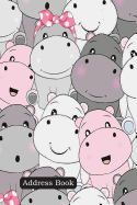 Address Book: Include Alphabetical Index with Cute Baby Hippo Seamless Pattern Cover