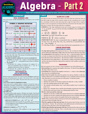 Algebra Part 2: A Quickstudy Laminated Reference Guide - Kizlik, S B, and Expolog LLC