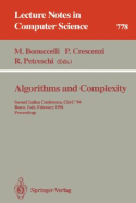 Algorithms and Complexity: Second Italian Conference, Ciac '94, Rome, Italy, February 23 - 25, 1994. Proceedings