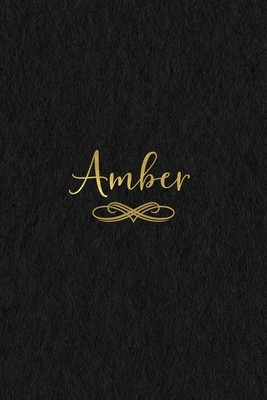 Amber: Personalized Journal to Write In - Black Gold Custom Name Line Notebook - Ashley, Jessica