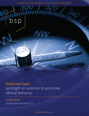Behavioral Science & Policy: Volume 3, Issue 2 - Fox, Craig R (Editor), and Sitkin, Sim B (Editor)