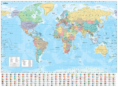 Collins World Wall Laminated Map - Collins