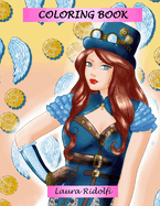 Coloring book: steampunk, wings, gears
