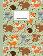 Composition Book: Wide Ruled Notebook Cute Forest Animals Design Cover
