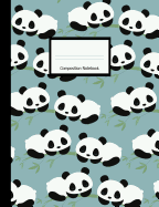 Composition Book: Wide Ruled Notebook Panda Bears on Blue Design Cover