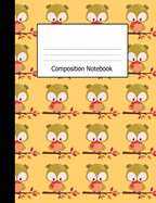 Composition Notebook: Wide Ruled Kids Writing Book Cute Owls on Peach Design Cover