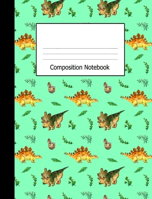 Composition Notebook: Wide Ruled Kids Writing Book Dinosaurs on Aqua Design Cover - Publishing, Lark Designs