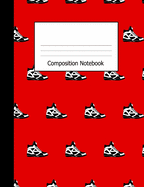 Composition Notebook: Wide Ruled School Book Basketball Shoes on Red Design Cover