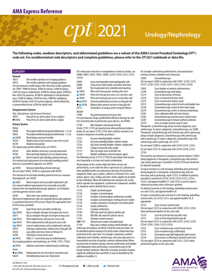 CPT 2021 Express Reference Coding Card: Urology/Nephrology - American Medical Association
