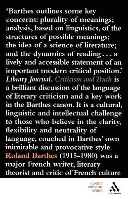 Criticism and Truth - Barthes, Roland, Professor, and Thody, Philip, and Keuneman, Katrine Pilcher (Translated by)