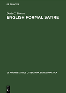 English formal satire. Elizabethan to Augustan.