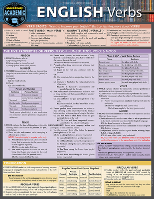 English Verbs: A Quickstudy Language Arts Laminated Reference Guide - Craig, Candace, Ma, Med, and Scerbo, Lauren