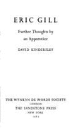 Eric Gill: Further Thoughts by an Apprentice