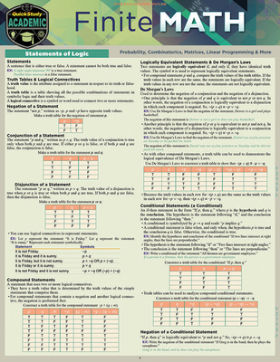 Finite Mathematics: a QuickStudy Laminated Reference Guide - LLC, Expolog,, and Yablonski, Ken