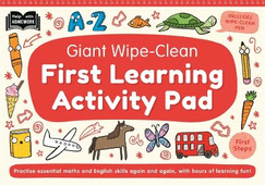 Giant Wipe-Clean First Learning Activity Pad: Practise maths and English skills | Reusable home-learning activities | Wipe-clean pen included