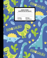 Graph Paper Composition Notebook: Quad Ruled 4 Squares Per Inch Sheets, Math and Science Grid Note Book for Elementary Students, Blue Dinosaurs