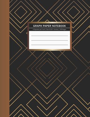 Graph Paper Notebook: Gold & Black Background Graphing Notebook Quad Ruled Notebook 4 Squares per inch Science & Math Notebook Graph Composition Book For Student & Teacher - Studios, Rosa