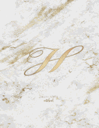 Graph Paper Notebook: Marble Elegant Gold Monogram Letter H Grid and Quad Rule (8.5x11) Composition Notebook for Students