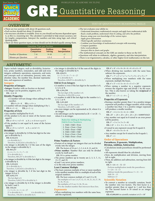 GRE - Quantitative Reasoning: Quickstudy Laminated Reference Guide - Barcharts Inc