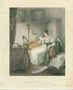 A Girl at Her Studies: Lo, Here in One Line is His Name Twice Writ...", Color Lithograph By Louis Haghe After Work By [E.F. H].