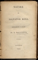 Satire Di Salvator Rosa. Ristampate a Spese Dr. G. Balcetti