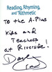 Reading, Rhyming, and 'Rithmetic, Inscribed By Dave Crawley!