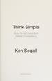 Think Simple: How Smart Leaders Defeat Complexity