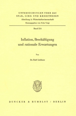 Inflation, Beschaftigung Und Rationale Erwartungen - Lubbers, Ralf