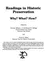 Readings in Historic Preservation: Why? What? How?