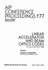 Linear Accelerator and Beam Optics Codes (Aip Conference Proceedings, 177)