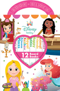Disney Baby Princess Cinderella, Belle, Ariel, and More! -My First Library Board Book Block 12 Book Set-First Words, Colors, Numbers, and More! -Pi Kids