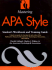 Mastering Apa Style: Student's Workbook and Training Guide Fifth Edition
