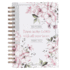 Christian Art Gifts Journal W/Scripture Trust in the Lord Proverbs 3: 5 Bible Verse Pink Flowers 192 Ruled Pages, Large Hardcover Notebook, Wire Bound