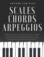 Essential Piano Scales, Chords & Arpeggios Guide-Complete Collection: 3 Levels in 1 (Beginner to Advanced): Fingering, Keyboard Illustration, Chord...Piano Starter Kit-Anyone Can Play)