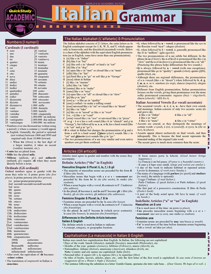 Italian Grammar: A Quickstudy Laminated Language Reference Guide - Delvino, Sally-Ann, Ma