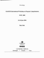 Iwpc 2004: 12th IEEE International Workshop on Program Comprehension: Proceedings: 24-26 June, 2004, Bari, Italy