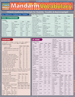 Mandarin Vocabulary Laminated Reference Guides - Drucker, Lisa (Editor), and Barcharts (Creator), and Hauer, Joe (Producer)