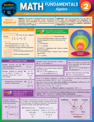Math Fundamentals 2 - Algebra: A Quickstudy Laminated Reference Guide - Warren, Peggy, and Wright, Susan, and LLC