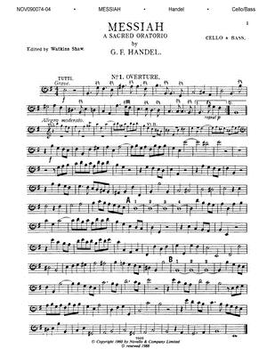 Messiah: Cello/Bass Part - Handel, Georg Frideric (Composer), and Shaw, Watkins (Editor)