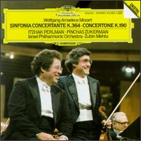 Mozart: Sinfonia Concertante - Chaim Jouval (oboe); Itzhak Perlman (violin); Marcel Bergman (cello); Pinchas Zukerman (violin);...