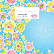 Music Manuscript Book: Floral Pattern on Blue, Large Kids Stave Paper