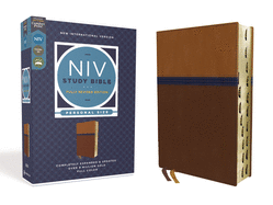 NIV Study Bible, Fully Revised Edition, Personal Size, Leathersoft, Brown/Blue, Red Letter, Comfort Print