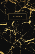 Notebook: Beautiful Black Marble and Shiny Gold 5.5 X 8.5 - A5 Size