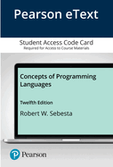 Pearson Etext for Concepts of Programming Languages -- Access Code Card