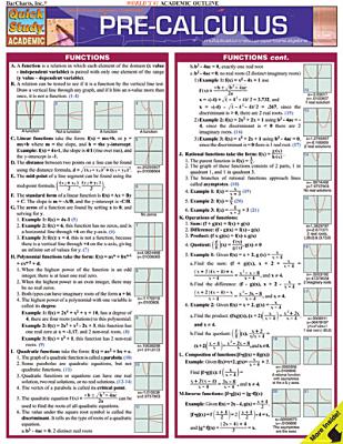Pre-Calculus Laminated Reference Guide - Barcharts