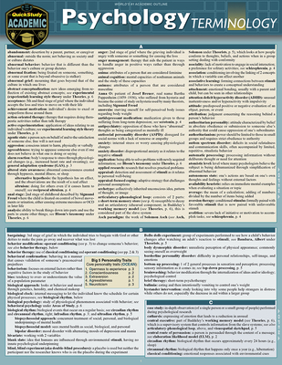 Psychology Terminology: A Quickstudy Laminated Reference Guide - Snyder, Regina