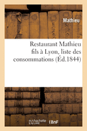 Restaurant Mathieu fils � Lyon, liste des consommations