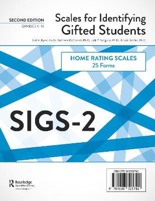 Scales for Identifying Gifted Students (SIGS-2): Home Rating Scale Forms (25 Forms) - Ryser, Gail R., and McConnell, Kathleen, and Sanguras, Laila Y.